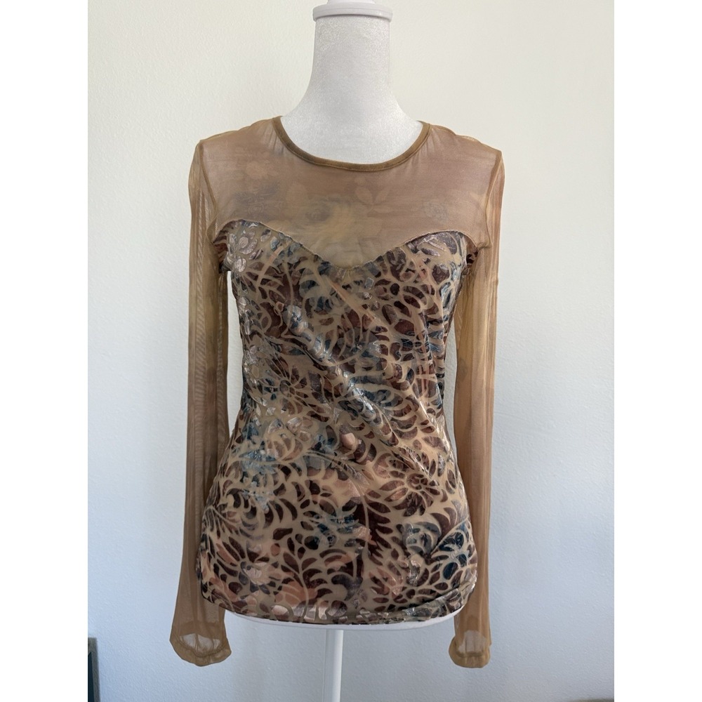 Women's Vintage Boston Proper Sheer Burnout Long Sleeve Top
